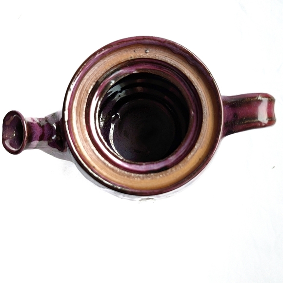 TEAPOT Handmade Vintage Glazed High Tea Art Pottery Boho Plum - Picture 8 of 10